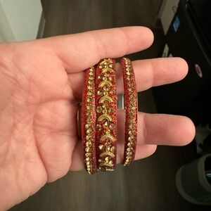 Red and gold bracelet set